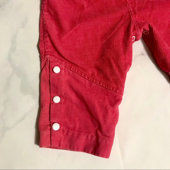 Vintage Corduroy Pink Flower Overalls Onesie Romper - Picture 3 of 6